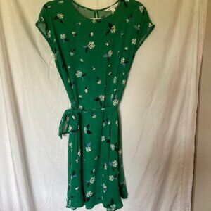 Pop Sugar Kelly Green Floral Dress Navy White Flowers Size S